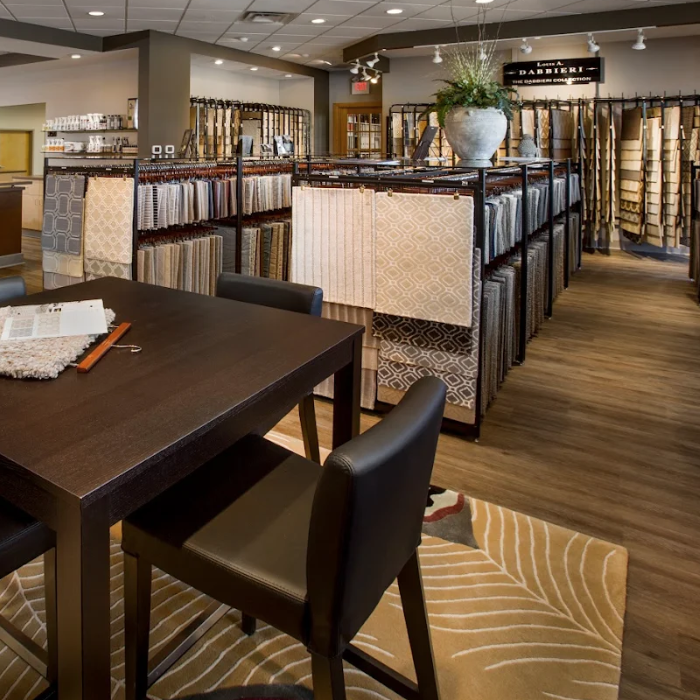 floor trader showroom with vinyl flooring samples