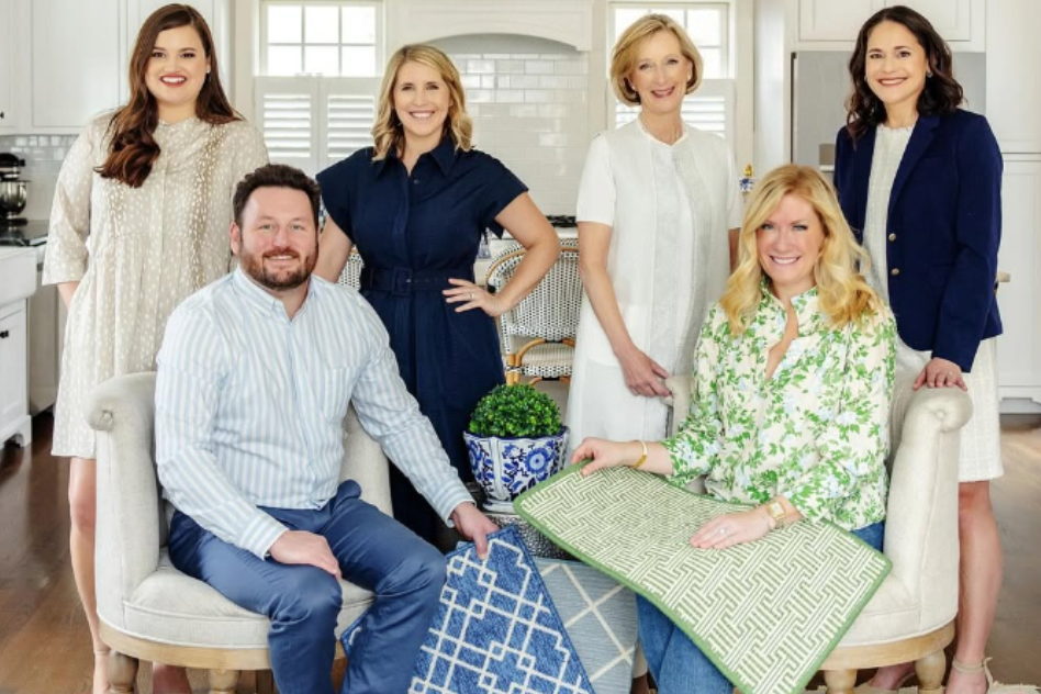 salesperson in flooring store with customer